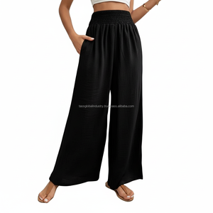 High Waist Vintage Winter Palazzo <b>Pants</b> for Women Flowy Wide Leg Spandex/Polyester Quick Dry Lightweight OEM Service Wholesale - Product Image 1