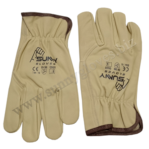 Venta caliente Precio de fábrica Material de cuero de grano de vaca Guantes de seguridad para conductores Guante de cuero de alta calidad para conductores - Product Image 1
