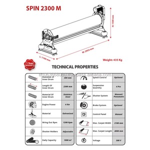 Machine à tisser les tapis industrielle EUROMAK SPIN 2300, machine à sécher les tapis électrique manuelle à centrifugation, Turquie - Product Image 3