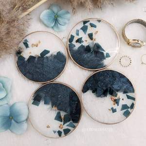 Set of 4 resin coasters with metallic leaf inlays perfect for vintage inspired tables and antique <b>furniture</b> sets - Product Image 4
