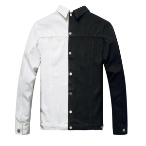 2025 Top Selling <b>Men's</b> <b>Denim</b> <b>Jacket</b> Solid Color Black and <b>White</b> Coat Outdoor Wear Jean <b>Jackets</b> for <b>Men</b> Made In Isha Industry - Product Image 2
