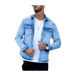 Chaqueta de Mezclilla Ligera Personalizada para Hombre – Chaqueta de Jeans Premium de Manga Larga con Logotipo Personalizado, Ropa Casual Urbana, Venta al Por Mayor OEM de Alta Calidad - Product Image 4