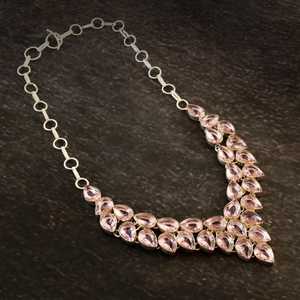 Collar de Plata de Ley 925 con kunzita Rosa hecho a mano, joyería religiosa cristiana, cadena de eslabones, regalo de boda, Material de latón - Product Image 4