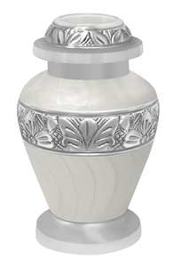 Urna Conmemorativa Blanca con Remolino, Opción de Grabado con Dijes de Amor, Incluye Bolsa Protectora, Envío Rápido, Urnas Funerarias de Aluminio - Product Image 5