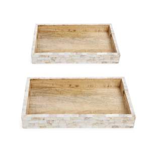 Plateau de service en bois de luxe avec incrustation de vadrouille pour table, café, ustensiles de cuisine, vente en gros au Vietnam, design extérieur élégant - Product Image 3