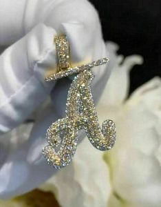 Pendentif personnalisable en argent sterling plaqué or jaune 14 carats avec diamant de 2,30 carats, bijoux de fête classiques, breloques lettres personnalisées - Product Image 3