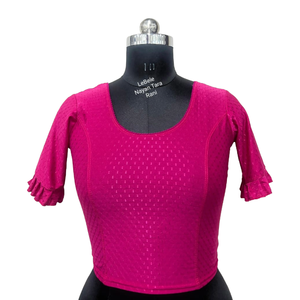 Chemise en dobby extensible prête à porter, manches à volants élégantes, haut prêt à porter pour femmes, meilleur prix de gros - Product Image 1