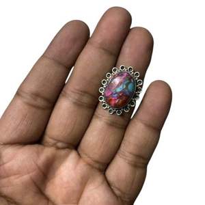 Vente en gros de bague de mariage pour femme en argent sterling massif 925 classique taille ovale huître naturelle turquoise pierre précieuse serti de lunette pour - Product Image 4