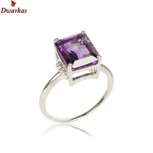แหวนพลอยอเมทิสต์ธรรมชาติสีเงินสเตอร์ลิง925สำหรับงานแต่งงาน - Product Image 1