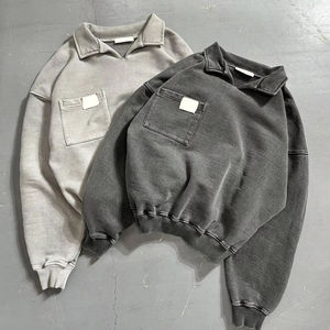 เสื้อกันหนาวมีฮู้ดสำหรับผู้ชายเสื้อครอปผ้าฝ้ายผ้าเทอร์รี่โอเวอร์ไซส์สำหรับฤดูหนาววินเทจ - Product Image 1