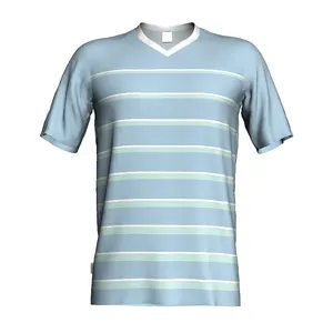 Lignes horizontales imprimées respirant bonne qualité maillots de football fournisseur prêt haut navire personnalisé chemises de football à séchage rapide