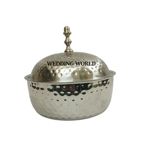 Calentador de alimentos de acero inoxidable, hecha a mano cazuela de calidad superior, vajilla de forma redonda, olla caliente de Metal de lujo - Product Image 4