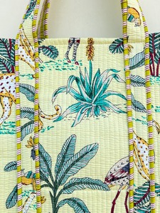 Sac fourre-tout en coton matelassé à imprimé jungle, style bohème, pour l'été, en gros, cadeau de festival, grand sac de voyage, shopping, sport, pique-nique - Product Image 4