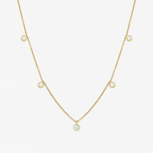 Collar de Plata de Ley 925 con Moissanita de Corte Brillante VVS de 4 mm, Cadena de Eslabones con Engaste de Bisel, Gargantilla, Collar con Colgante Elegante y Moderno - Product Image 1