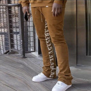 Pantalones Deportivos Casuales de Mezclilla con Forro Polar Estampado de Invierno, Ligeros y de Alta Calidad, Ajustados, Acampanados y Apilados para Hombre, con Bordado de Logotipo - Product Image 5