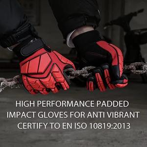 ถุงมือช่างป้องกันการสั่นสะเทือนและทนต่อแรงกระแทกหนังแท้สำหรับงานหนัก - Product Image 3