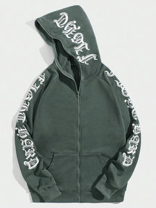 Sweat-shirt à capuche zippé pour homme, en molleton imprimé numérique personnalisé, 100% coton, confortable - Product Image 5