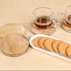 Unique Round Shape Wooden Coasters Handmade Eco-Friendly <b>Reusable</b> Table Top Coaster Mats & <b>Pads</b> Export Quality Coasters - Product Image 1