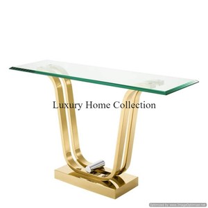 <b>Glass</b> Design Metal <b>Console</b> <b>Table</b> Good Quality Gold Color Mirror Polished Handcrafted Design Fancy Living Room Furniture Supplies - Product Image 2