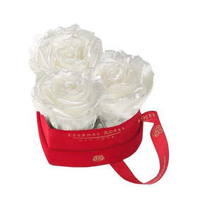 Mini Chelsea Red Velvet Heart-Shaped Gift Box Small Eternal Roses for Valentine's Day - Product Image 1