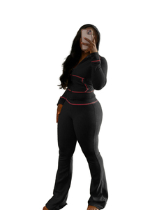 Chaude 2025 hiver deux pièces ensemble femmes broderie à capuche cloche bas 2 pièces salon porter Gym survêtement pour femmes ensembles vêtements - Product Image 3