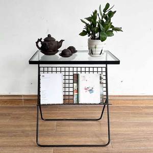 SST028 Minimalist Glass-Top Coffee <b>Table</b> with Durable <b>Iron</b> Frame Tempered for Tea <b>Table</b> Use in Farmhouse Interior Decoration - Product Image 6