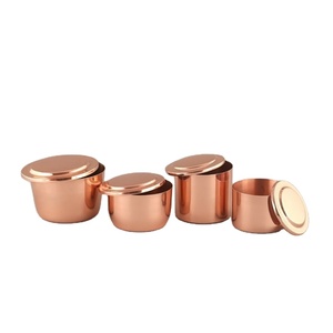 Custom Metal Copper Plated Candle <b>Jar</b> with Rose Gold Metal Lid Wedding Best Selling Candle Container - Product Image 1