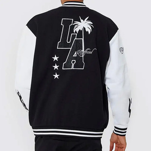 Men's Vintage Single Stand Varsity Jacket Breathable Leather Waterproof Wool Winter Canvas <b>Fabric</b> Pattern Hooded ODM Finished - Product Image 3