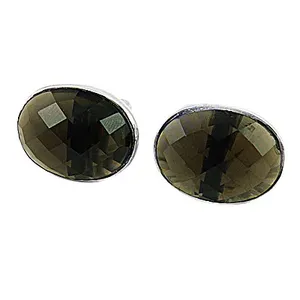 Pendientes de Moda para Mujer, Plata, Cuarzo Ahumado, Joyería Ovalada - Product Image 2