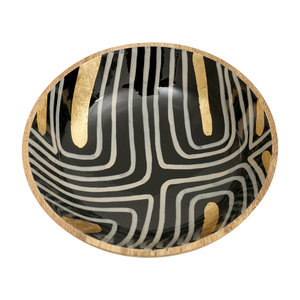 Unique Handmade Wooden <b>Salad</b> <b>Bowl</b> with Enamel Coating Customizable Printed Design in Mango <b>Wood</b> for a Variety of Uses - Product Image 1