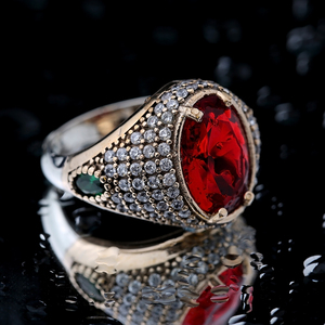 Oval Shape Garnet Stone Unisex Authentic <b>Rings</b> Turkish Handmade Wholesale 925 Sterling Silver Jewelry - Product Image 4