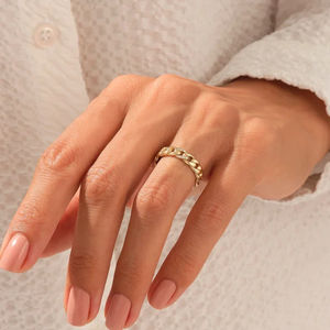 Anillo de Moda para Mujer, Estilo Clásico, Chapado en Oro sobre Plata de Ley, con Diamante Cultivado en Laboratorio de Corte Redondo, Anillo de Eternidad Personalizado - Product Image 4