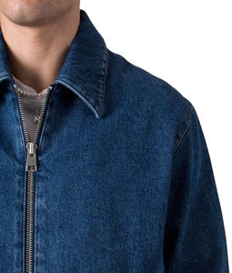 High Quality Custom Men's Denim Jacket Oversize Breathable <b>Covered</b> <b>Button</b> Windproof High Street Collarless Trending New Design - Product Image 3