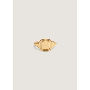 Anillo de sello de oro amarillo de 14k con circonita de 10mm, estilo Hip Hop, chapado en rodio y con engaste de 8mm de ancho, joyería para uso diario - Product Image 1