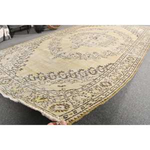 พรมขนแกะสีเบจสไตล์ตุรกีวินเทจ5'1 \ "x 9'2 \" ขนสัตว์แบนสานด้วยลวดลายเย็บปะสำหรับตกแต่งห้องนั่งเล่น - Product Image 5