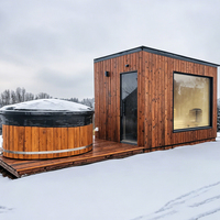 Premium Rotzedern-Sauna für den Außenbereich mit professionellem 1-PS-Kühler und Eisbad für luxuriöse Gärten und hochwertige Villen-Spas