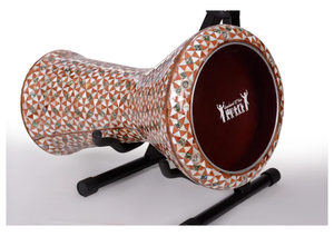 กลองดั้งเดิม Gawharet El Fan สีส้ม รูปสามเหลี่ยม Sombaty Darbuka ขนาด 23 ซม. แบบมุก - Product Image 4