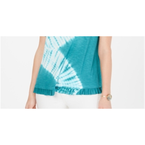 T-shirt da donna Style & Co in 100% cotone tie-dye con orlo arricciato, traspirante, lavorata a maglia, taglia unica, blu, taglie dalla XS alla 4XL - Product Image 3
