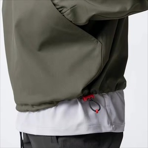 Sudadera con capucha deportiva para hombre con bolsillo de carga y solapa de media cremallera de forro polar de retazos de gran tamaño personalizada para hombre - Product Image 4