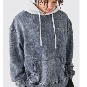 Sweat à capuche en molleton pour hommes Sweat à capuche vintage surdimensionné pour femmes Sweat à capuche en coton ample Baggy Basic Acid Wash Hoodies - Product Image 1