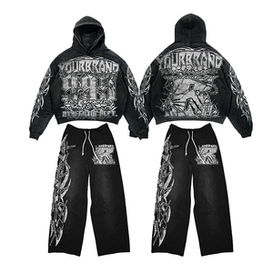 Chándal de invierno para hombre, de algodón grueso, con estampado personalizado por transferencia térmica, estilo urbano, con acabado lavado ácido y logotipo personalizado - Product Image 6
