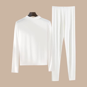 Women's Autumn Winter Thin Warm Set Full <b>Sleeve</b> Hooded Regular <b>Short</b> <b>Top</b> Above Knee Plus Size Underwear Sets - Product Image 3