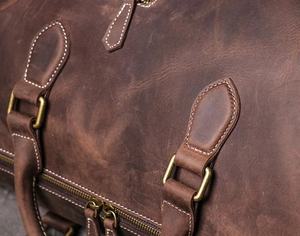 Wholesale Vintage Cowhide Leather Large Capacity Fitness Leisure Travel Bag Eco-Friendly with Zipper Closure - Product Image 5
