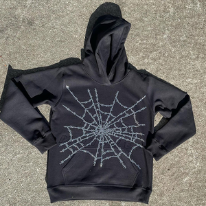 2025 gros dernier personnalisé plein strass haute qualité fermeture éclair français éponge poids lourd Street Wear Boxy Fit à capuche pour unisexe - Product Image 3