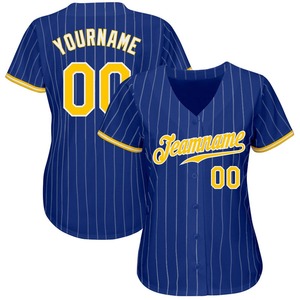 Maillot de baseball personnalisé Royal White Pinstripe Gold-White authentique - Product Image 3