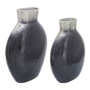 Ensemble de 2 Vase à fleurs en métal fini noir Vase décoratif pour la maison moderne au prix de gros - Product Image 2