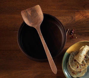 Handcrafted Natural Dark Acacia <b>Wood</b> <b>Spatula</b> With Extra Long Ergonomic Handle Decorative Wide Head Cooking Turner For Nonstick - Product Image 1