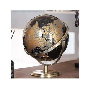 Globe terrestre rotatif vintage en métal avec support argenté, carte colorée, design moderne pour l'éducation géographique, la maison, l'école, le bureau - Product Image 4