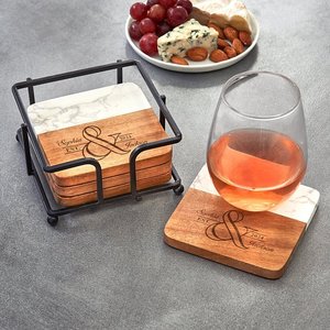 Modern Design Wooden Drink Coasters Set of 4 for Tea Cups <b>Coffee</b> Mugs Beer <b>Cans</b> Bar Tumblers and Water Glasses - Product Image 2
