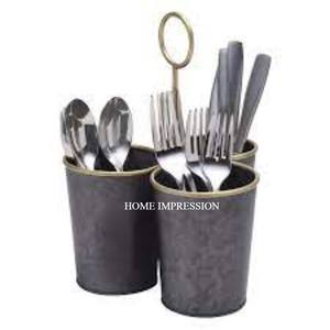 Galvanized Metal Utensils <b>Caddy</b> Home & Garden Organizer for Storage and Kitchenware Holding Use on Shelf or <b>Sink</b> With Handle - Product Image 6